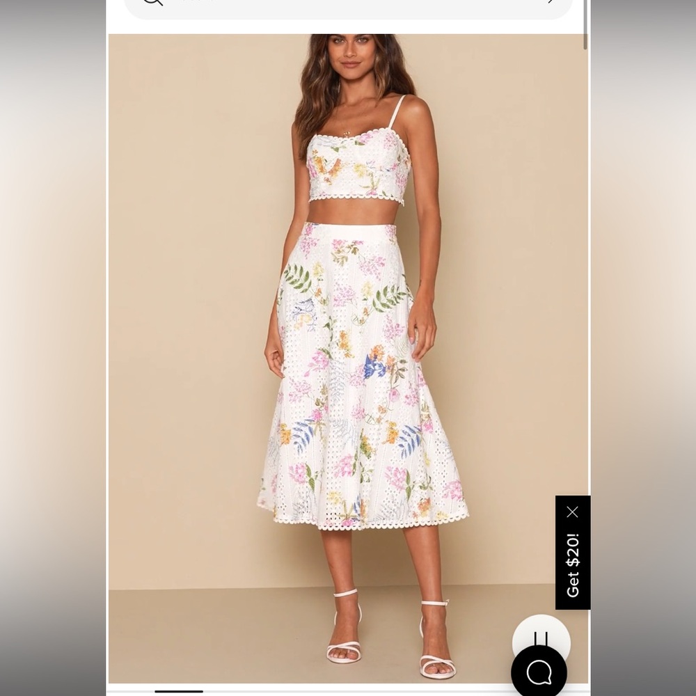 Lulus Sweet At Heart White Floral Embroidered Two-Piece Midi